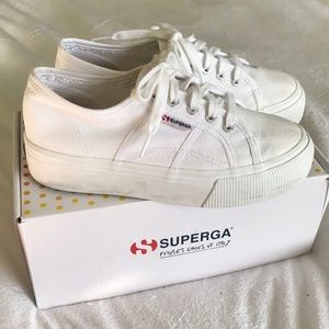 Superga Platform White Canvas Sneakers